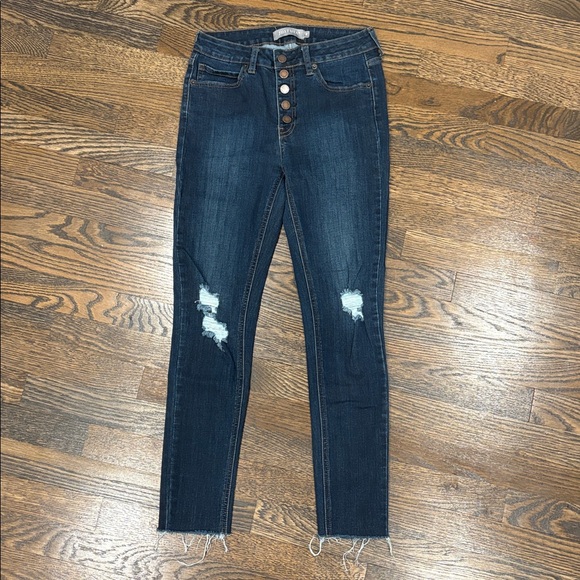 Just USA Denim - Just USA Dark Blue Distressed Skinny Jeans